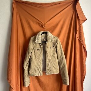 Classic Abercrombie Tan Corduroy Fur Trimmed Jacket